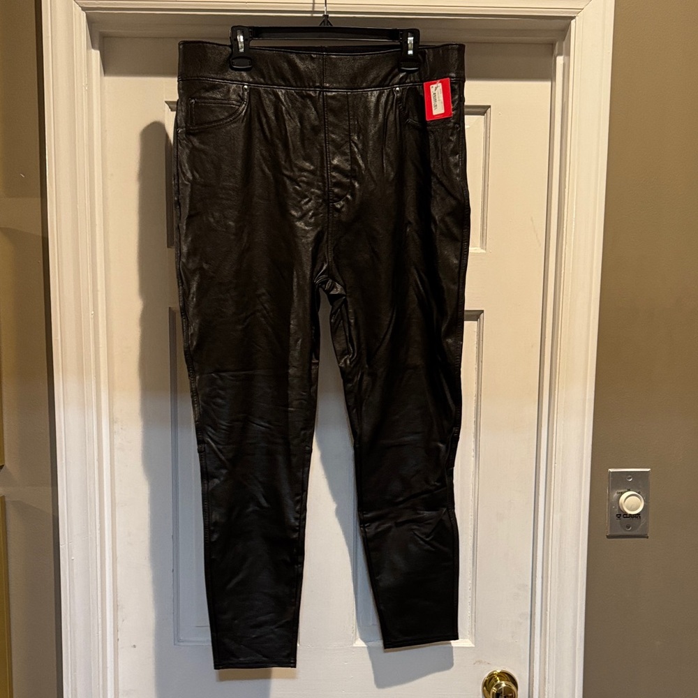 NWT Spanx Black Faux Leather Leggings, 1X
